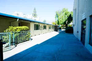 A shady outdoor area at All Saints