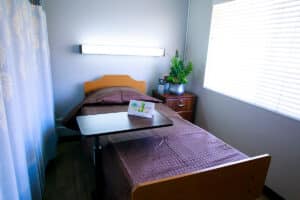 A residents bedroom at All Saints